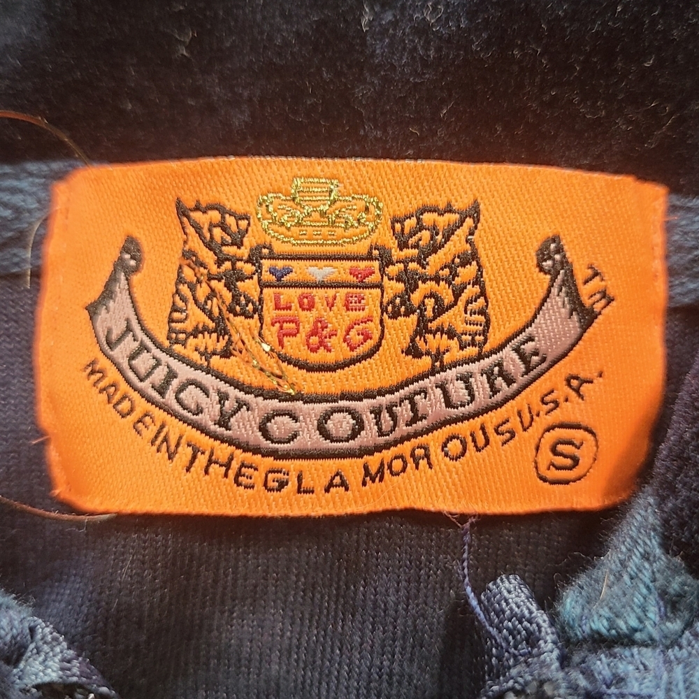 Juicy Couture Vintage Kids Y2K Velour Hoodie Her Royal Juicyness Navy NWT S - Picture 6 of 11